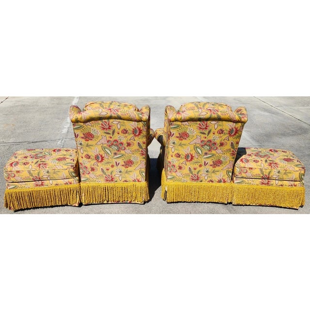 Taylor King Taylor King Wingback Lounge Chairs & Ottomans Pair For Sale - Image 4 of 18