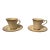 1980s Oscar De La Renta “Hospitality Peach” Ivory Demitasse Cups & Saucers – Set of 2 For Sale