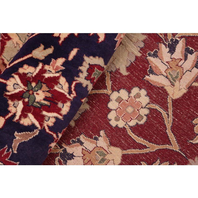 Textile Shabby Chic 1990's Floral Pak-Persian Red/Blue Wool Rug - 8'1'' X 10'0'' For Sale - Image 7 of 9