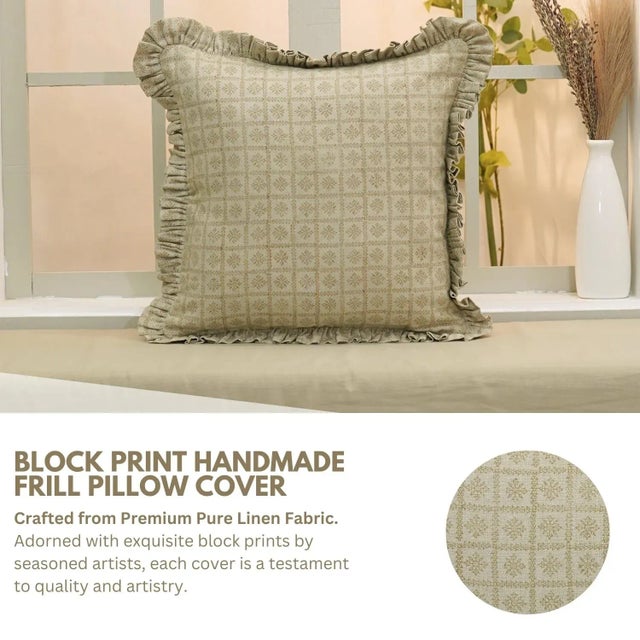 Bring timeless elegance into your home with this block print handmade cushion cover, crafted from 100% pure linen. Known...