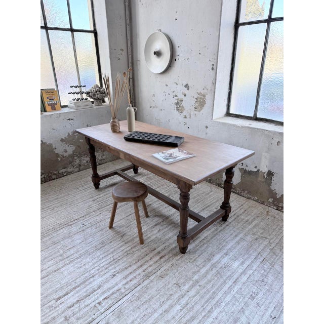 Farmhouse Table with Turned Pine and Birch Legs, 1960s For Sale - Image 12 of 18