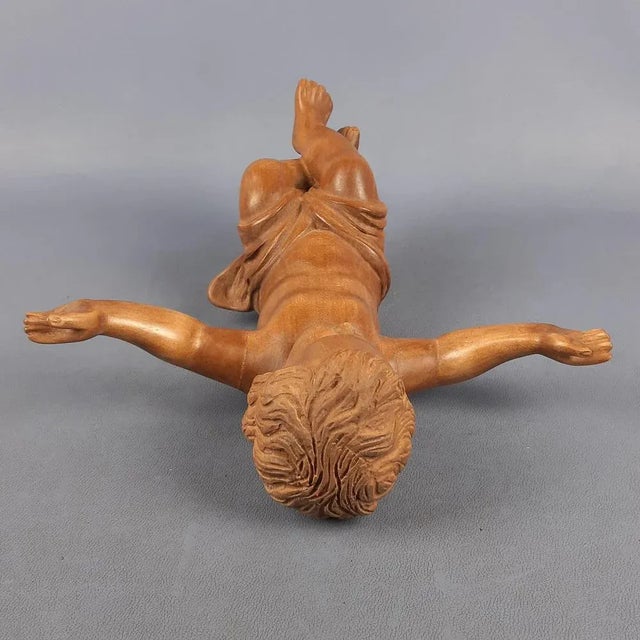 Wood Handcrafted Carved Wood Sculpture of a Child, Italy, 20th Century For Sale - Image 7 of 18