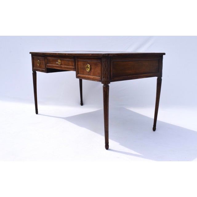 Early 20th Century Louis XVI Style Leather Writing Desk by Cassard Et Cie, Paris, 1920s For Sale - Image 5 of 13