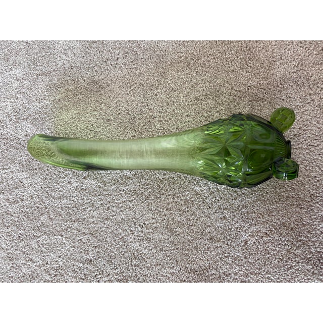 Green Vintage MCM L E Smith Diamond Butt 3 Wheel Green Swung Tall Vase For Sale - Image 8 of 10