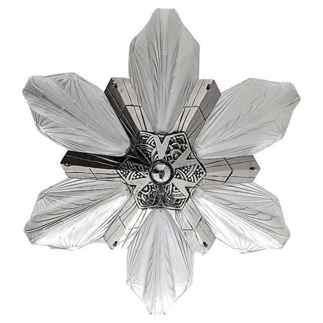 EJ Victor 1930s French Art Deco Chandelier Signed by Atelier E.J.G For Sale - Image 4 of 7