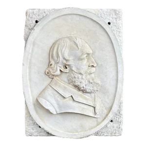 Antique Marble Plaque Hand-Carved