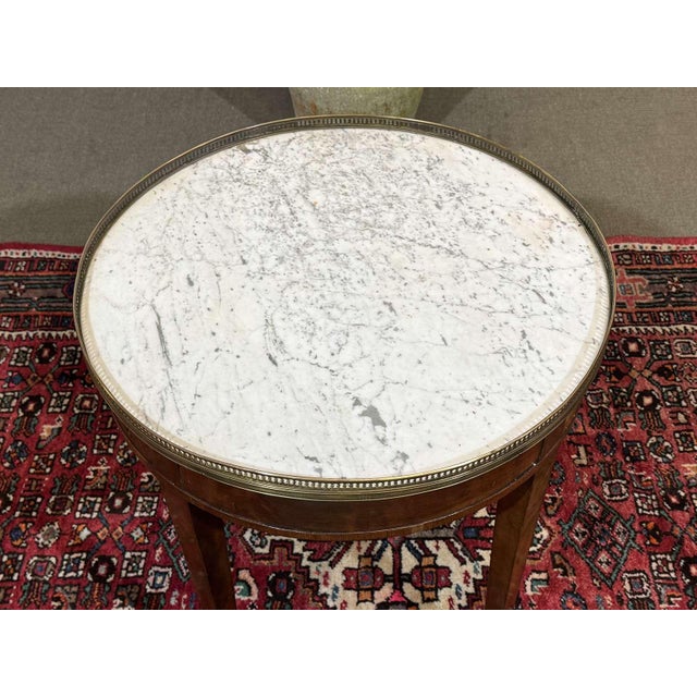 Louis XVI Style Bouillotte Table in Mahogany with White Marble Top, 1930s For Sale - Image 10 of 13