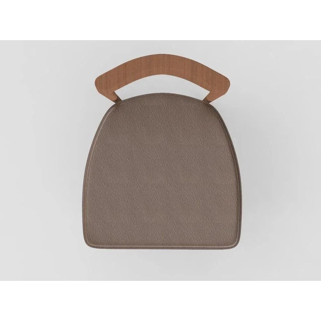 Modern Linea 646 Grey Chair in Brown Leather and Wood by Collector Studio For Sale - Image 4 of 5