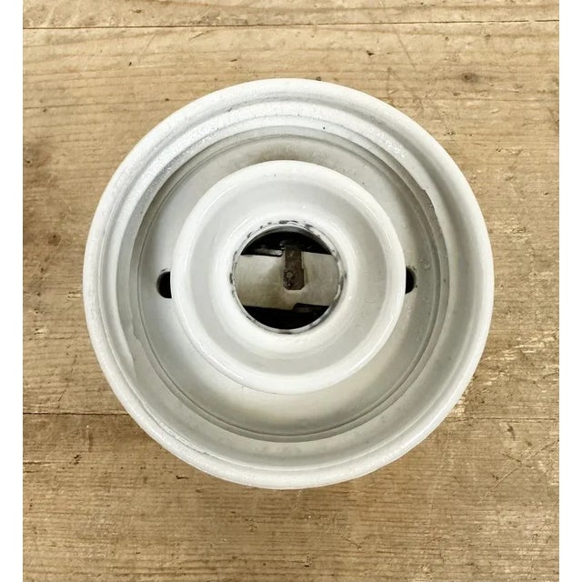 Glass Vintage White Porcelain Wall Light, 1970s For Sale - Image 7 of 11