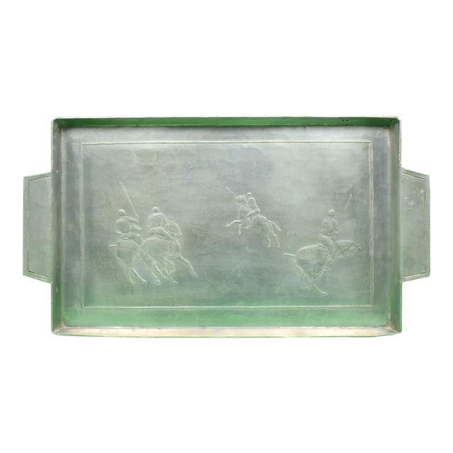 Polo Match Player Aluminum Tray by Wendell August For Sale