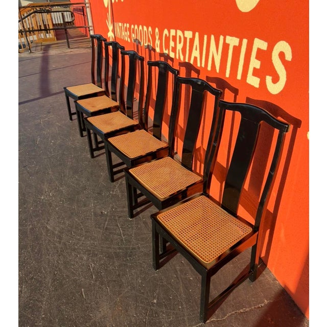 Late 20th Century Italian Lacquered Cane Dining Chairs - 6 For Sale - Image 5 of 14