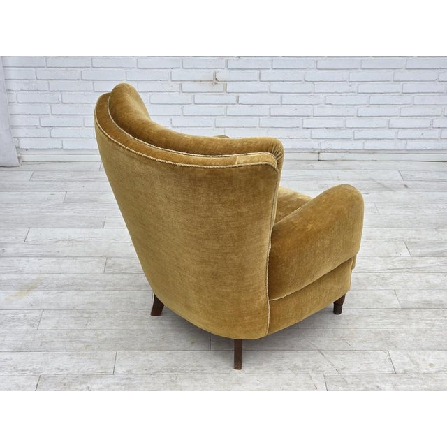 Danish Relax Chair in Honey Yellow Furniture Velour, 1960s For Sale - Image 10 of 18