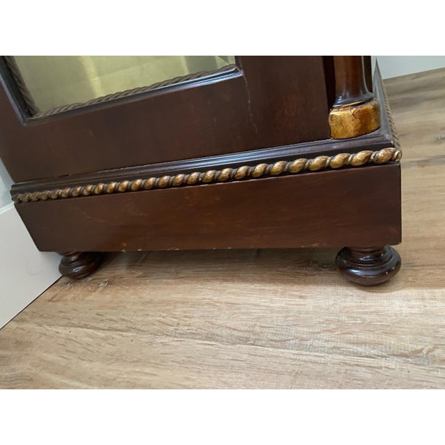 1980s Luxury Caspani Tino Made in Italy Mahogany Vitrine Cabinet With 24k Gold, Silk Velvet& Beveled Glass For Sale - Image 9 of 10