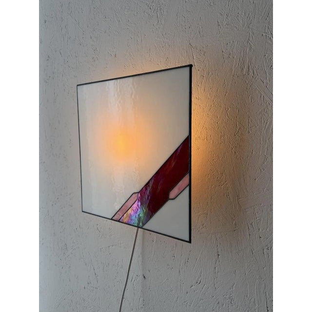 Architectural Stained Glass Wall Lamp with Textured Glass For Sale - Image 12 of 12