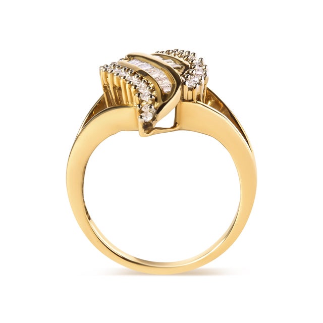 Unveil the epitome of elegance with this captivating cocktail ring, crafted in exquisite 10K yellow gold. Adorned with a...