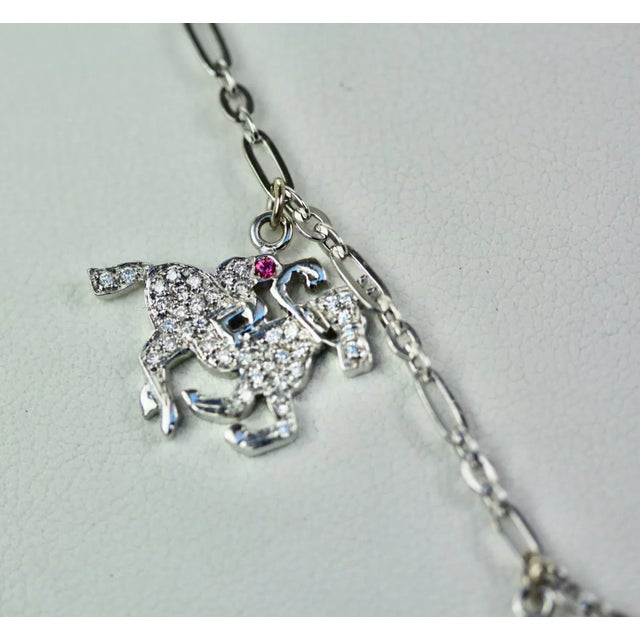 1960s Deco Platinum Charm Necklace For Sale - Image 4 of 9