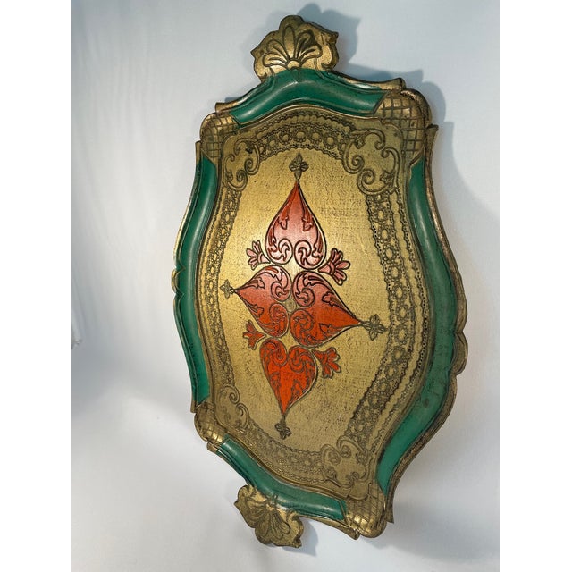 Vintage Rectangular Decorative Florentine Tray, "Made in Italy" For Sale - Image 6 of 12