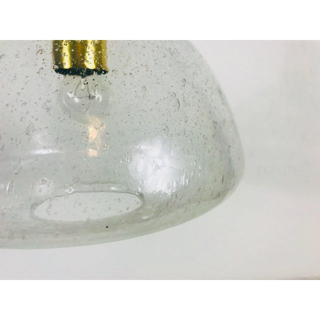 1960s Doria Mid-Century Brass and Ice Glass Pendant Lamp For Sale - Image 11 of 13
