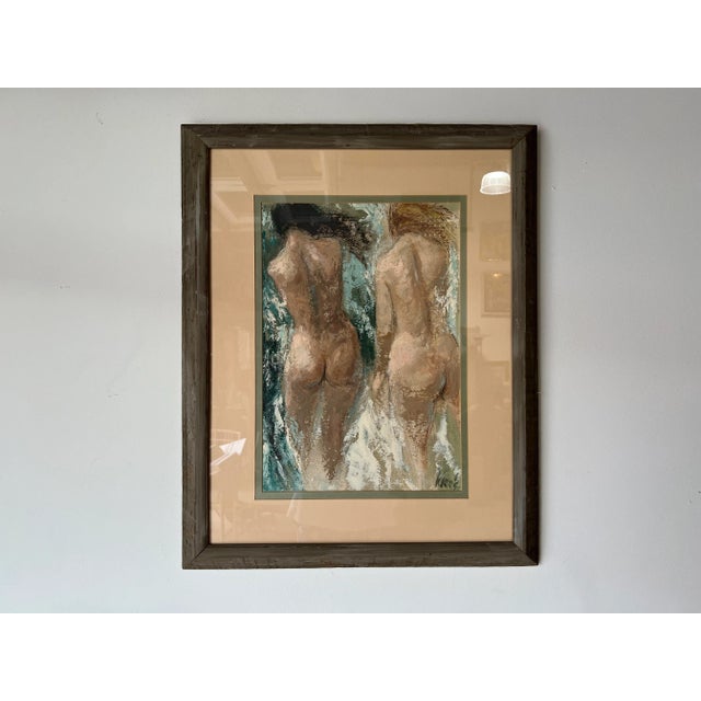 80's Kenne Impressionist Portrait of Two Nude Females -Oil Painting, Framed For Sale - Image 12 of 12