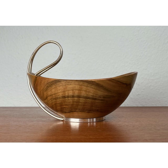 Mid-Century Modern Teak and Silver Plated Metal Bowl from Grasoli, Italy, 1960s For Sale - Image 13 of 18