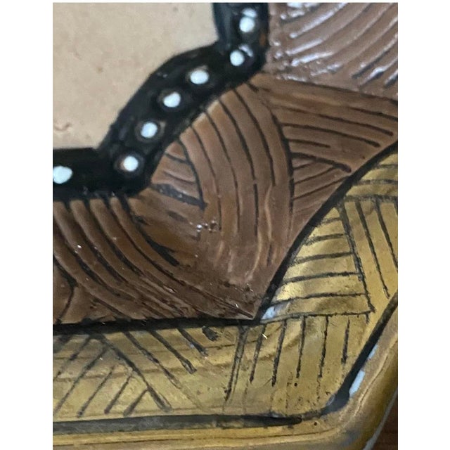 Brown Vintage Kinder-Harris Textured Brown/Gold Decor Plate For Sale - Image 8 of 10