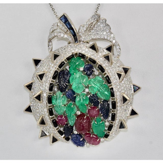 This is part of Chairish’s Fine Jewelry assortment. Tutti Frutti Brooch Pendant 18K This gorgeous brooch is open like a...