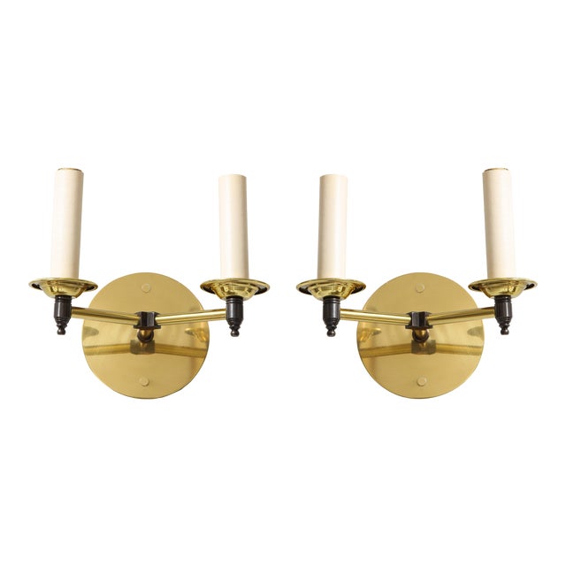 Bespoke Two-Arm Brass Sconces - a Pair For Sale