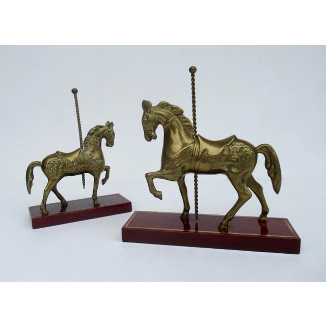 Mid-Century Modern 1960's Mid-Century Brass and Oxblood Red Wood Bookends With Inlaid Brass Trim Surround - a Pair For Sale - Image 3 of 9