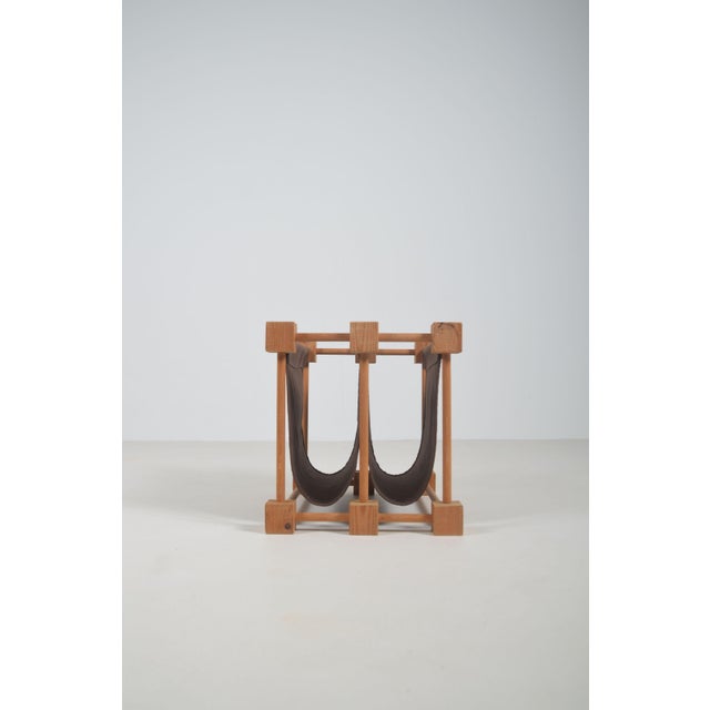 Double Magazine Holder in Wood and Linen, 1960s For Sale - Image 4 of 7