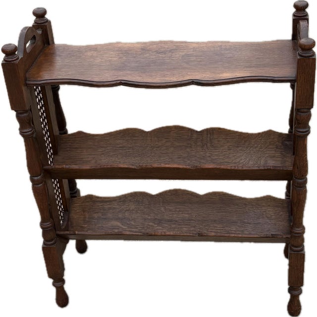 Brown Vintage English Wooden Book Trough With Cane Sides For Sale - Image 8 of 11