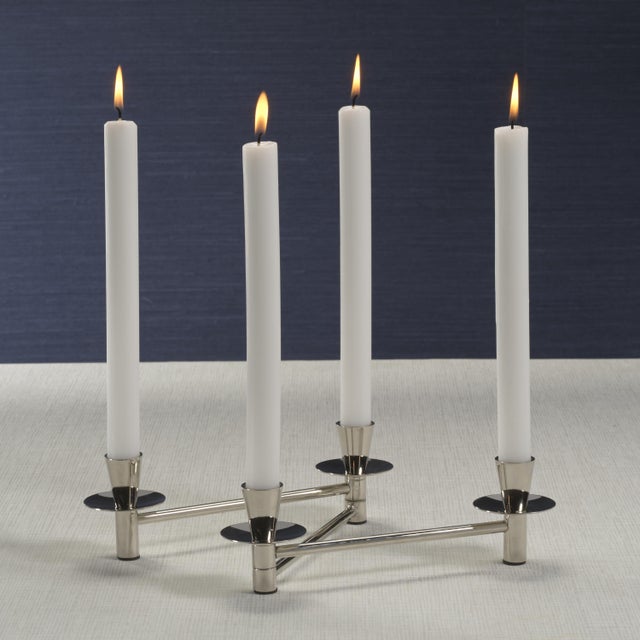 Méduse Expandable 4-Piece Taper Candle Holder Set, Nickel For Sale - Image 4 of 6