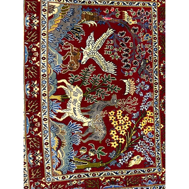 Figurative Persian Pictorial Tree of Life Wool Rug 2’4” X 3’ For Sale - Image 3 of 5