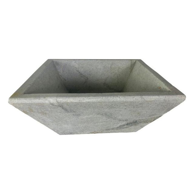 Mid 20th century Italian square shaped marble sink with drain hole