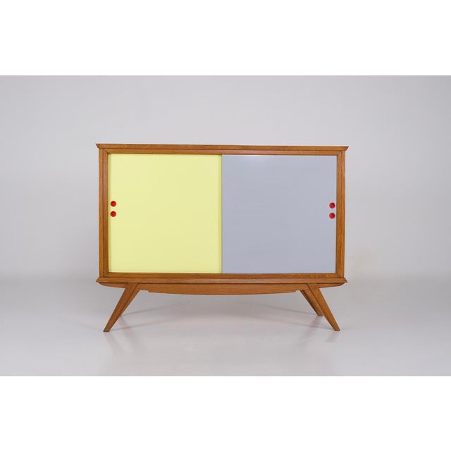 Gray Modernist Sideboard with Sliding Doors, France, 1950s For Sale - Image 8 of 8
