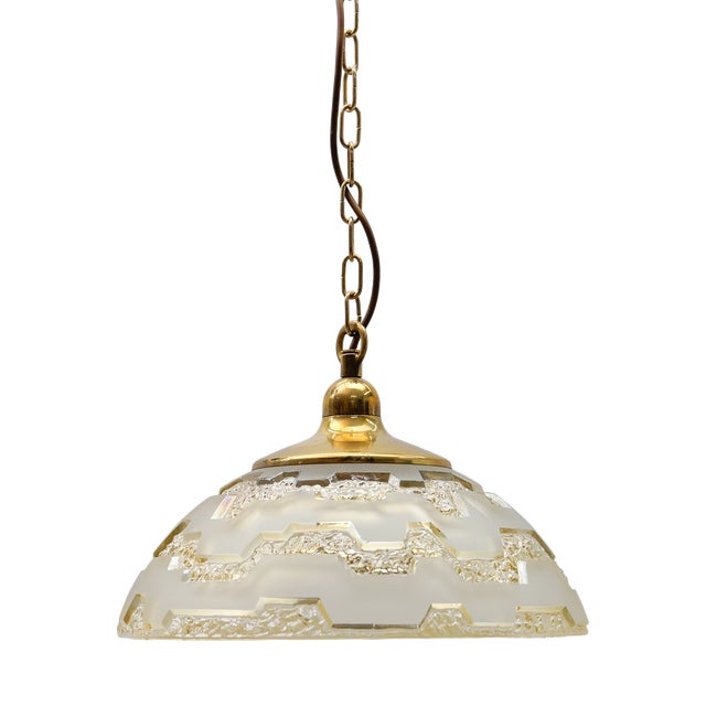 Amber-Colored Embossed Glass Lamp by Peill & Putzler, Germany, 1960s For Sale