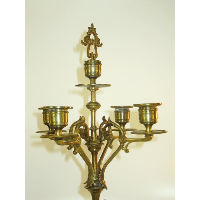 Antique Bronze Candelabras Neoclassical French Urn Grand Tour, Greek Kye 5-Light Candlesticks For Sale - Image 15 of 18