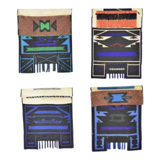 Vintage Ndebele Mapoto Beaded Aprons as Wall Sculpture From South Africa Canvas Backed, Set 4 For Sale