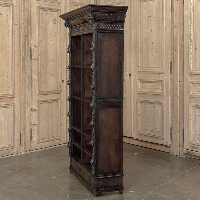 19th Century Renaissance Revival Carved Oak Barrister's Bookcase For Sale - Image 14 of 18