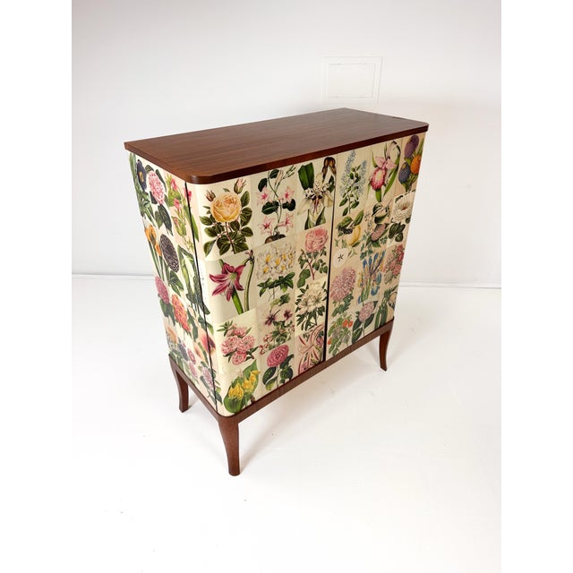 Mid-Century Modern 1940’s Swedish Cabinet Papered With Illustrations From La Belgique Horticole: Journal Des Jardins For Sale - Image 3 of 12