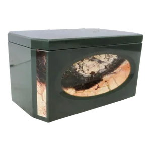 Italian Stone Box Marble and Green Stone Lapidary