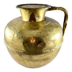 French Normandy Large Rustic Brass Milk Jug With Lid – Circa 1850