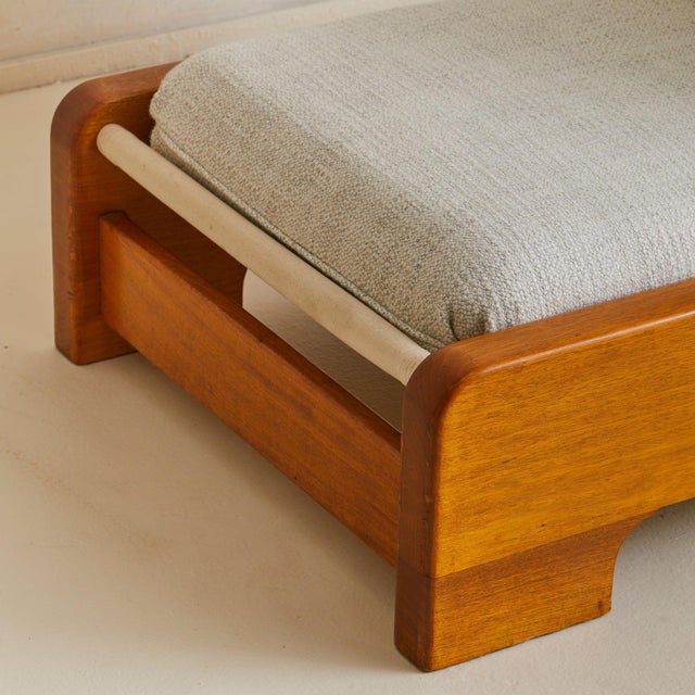 French Wood Lounge Chair in Ivory Mottled Bouclé, 1970s - 2 Available For Sale - Image 9 of 11