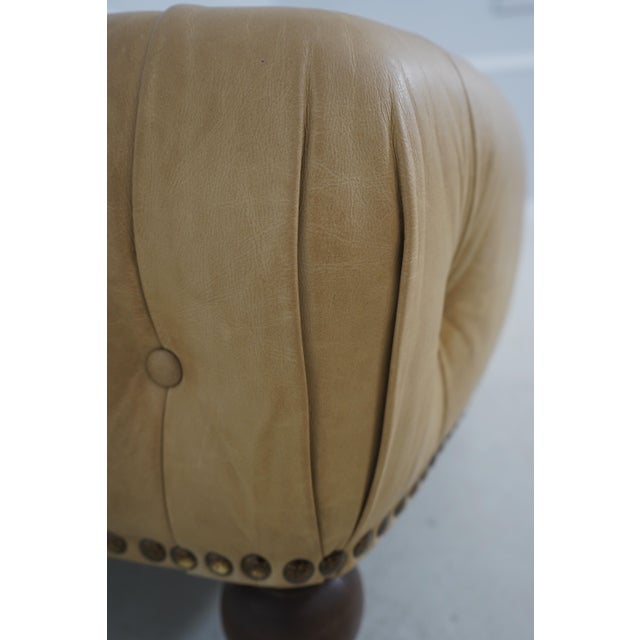 Chesterfield Style Tufted Leather Ottoman Stool For Sale - Image 10 of 13