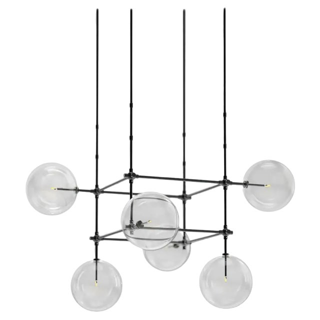 Soap 6 DT Black Gunmetal Hanging Light by Schwung For Sale