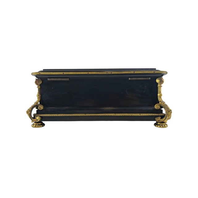 Wood French Black Shellac Jewelry Casket with Gilt Bronze Mounts, 1850 For Sale - Image 7 of 8