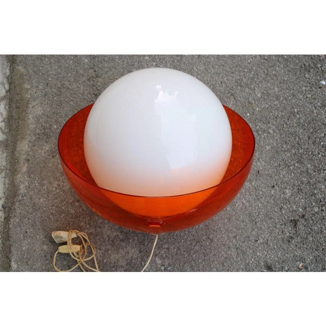 Pop Art Orange White Ball Table Lamp from Guzzini, 1960s For Sale - Image 3 of 10