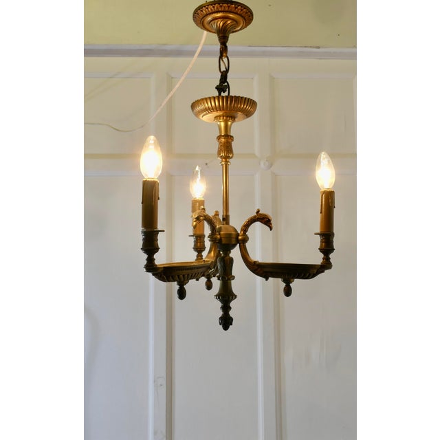 French Gilt Brass Bouillotte Library Ceiling Light, 1890s For Sale - Image 5 of 8