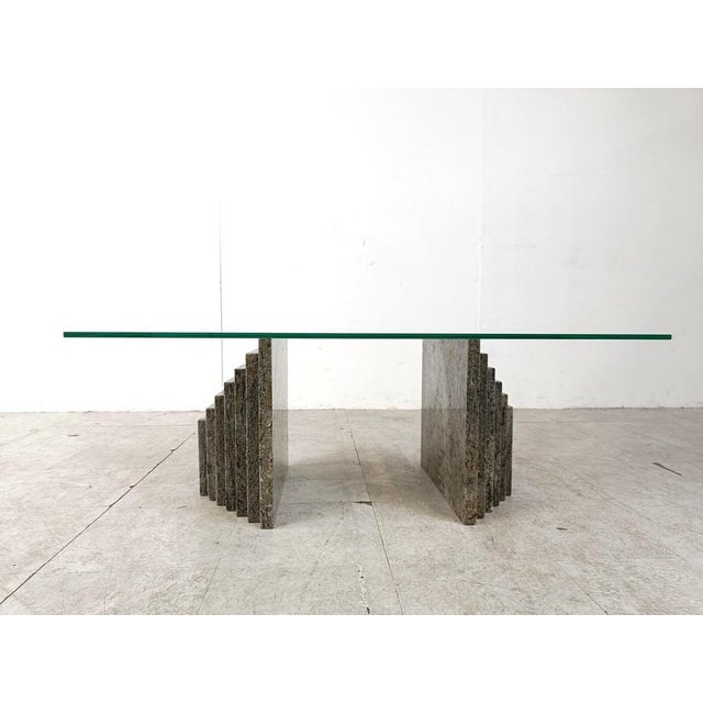 Glass Vintage Granite Coffee Table, 1980s For Sale - Image 7 of 9