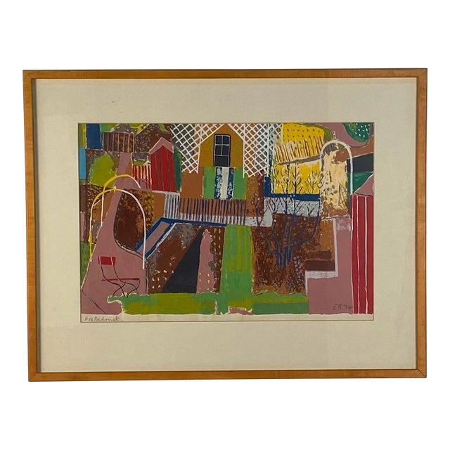 Vintage 1970s Painting of Landscape, Signed "Eb" For Sale