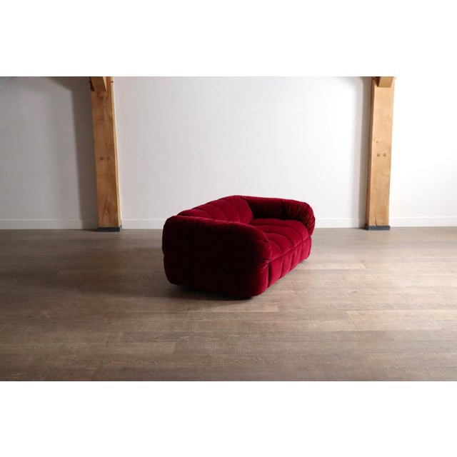 Maroon Strips Sofa in Velvet by Cini Boeri for Arflex, Italy, 1968 For Sale - Image 8 of 11